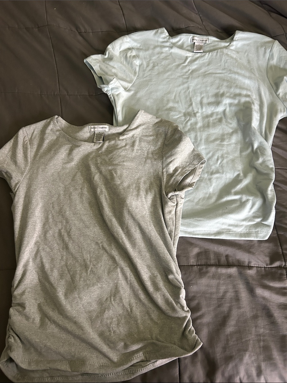 Simple Short-Sleeve Tee - Light Gray & Pale Mint